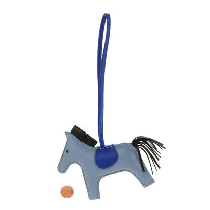 Hermes Milo Lambskin Grigri Rodeo Horse Bag Charm MM Bleu Lin Electrique Bleu Noir 3 of 4