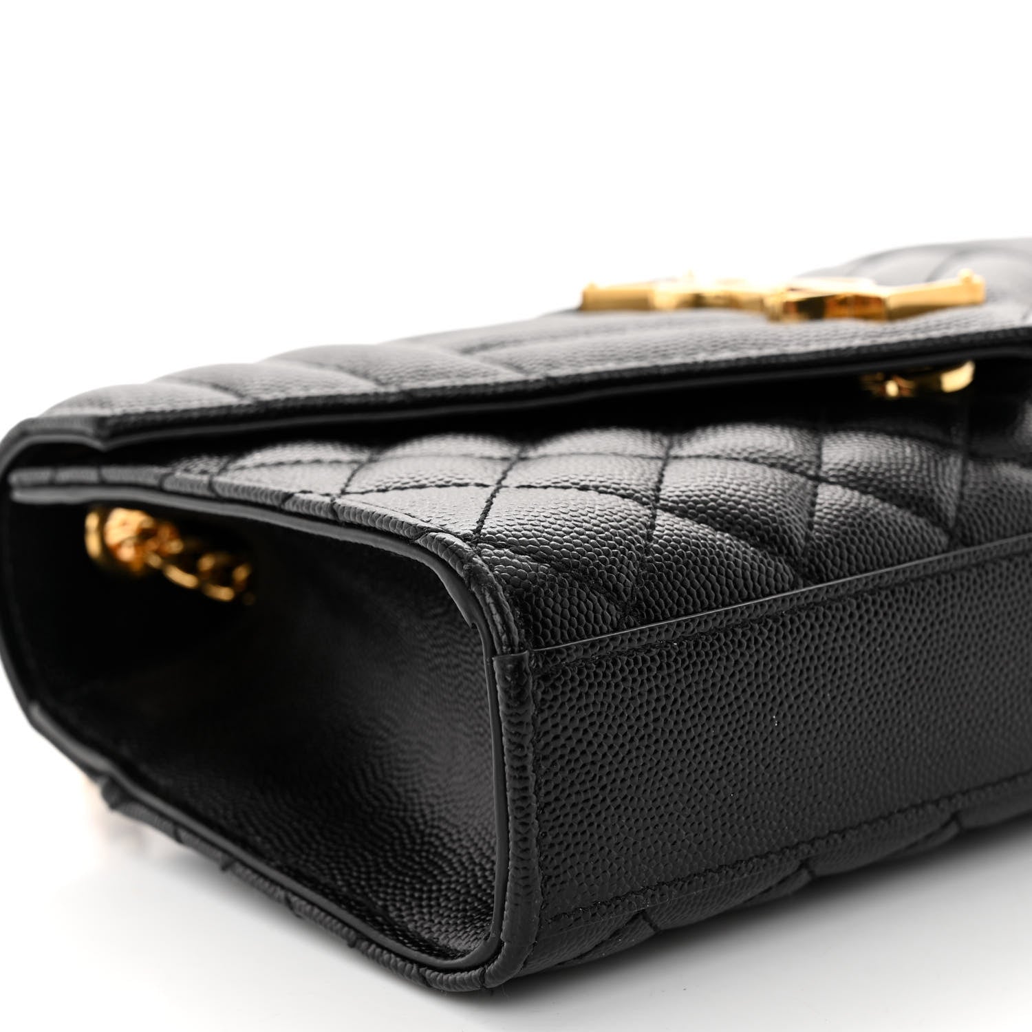 Saint Laurent Grain De Poudre Textured Mixed Matelasse Triquilt Small Monogram Satchel Black 8 of 9