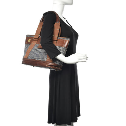 Christian Dior Monogram Tote Blue Brown 2 of 16