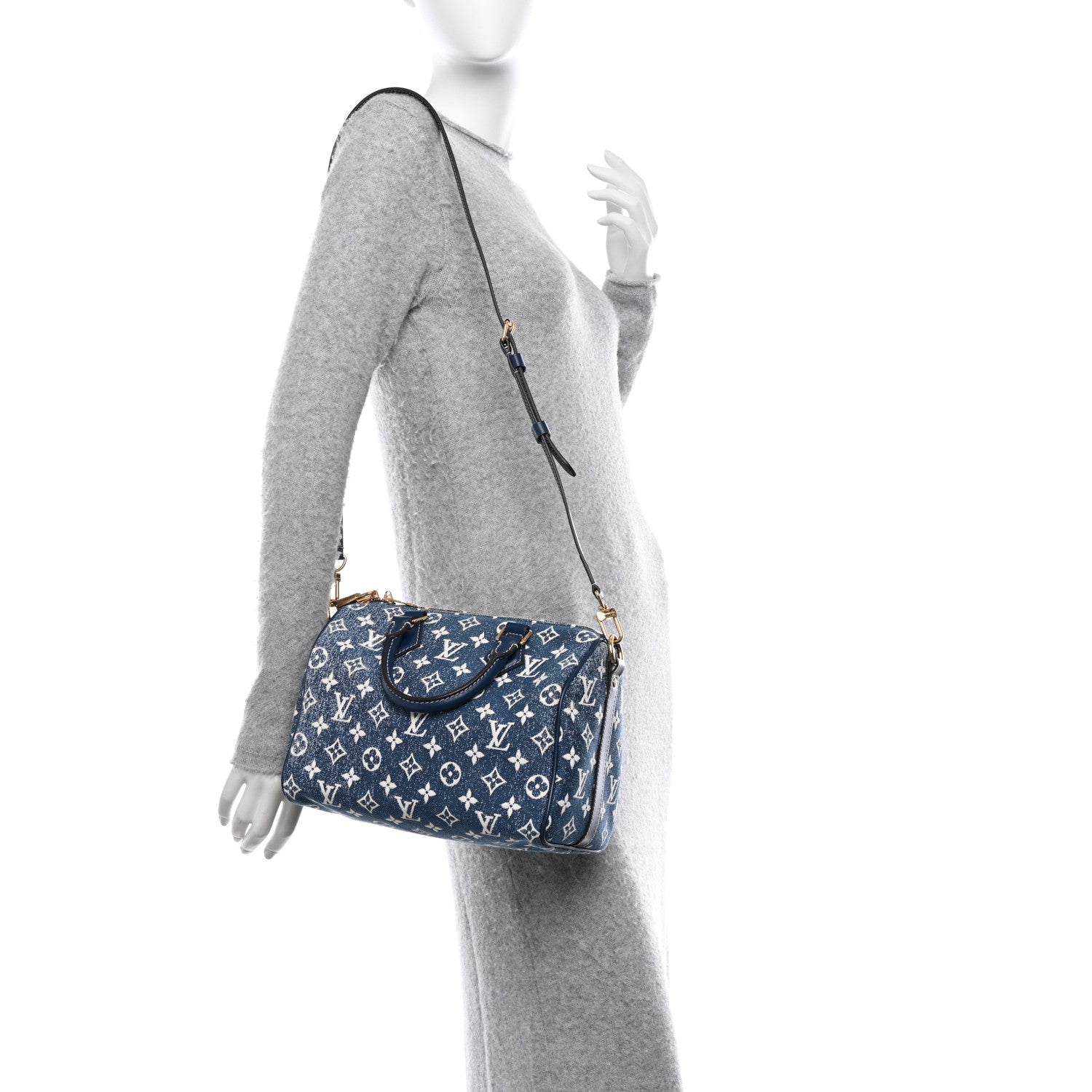 Louis Vuitton LOUIS VUITTON Monogram Jacquard Denim Speedy Bandouliere 25 Bleu 2 of 9