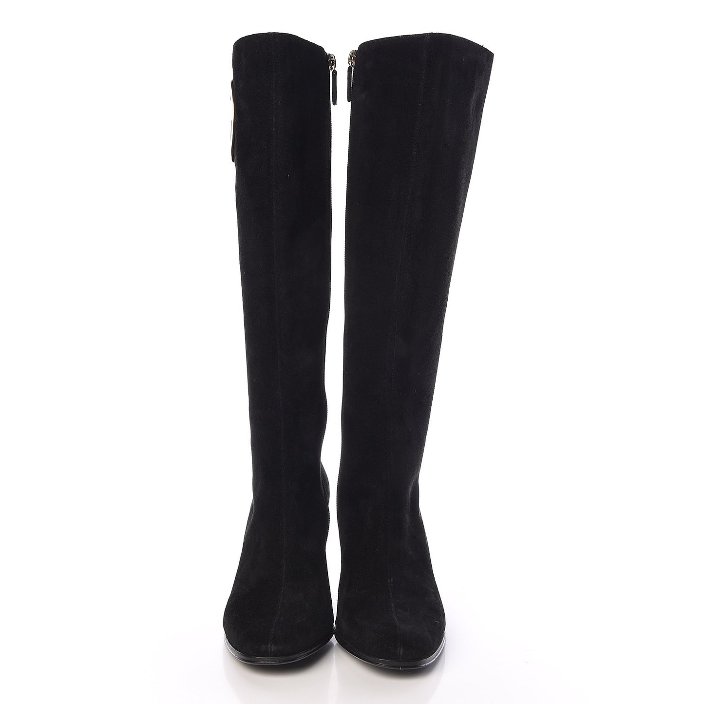 Suede Interlocking G Knee High Boots 7 Black