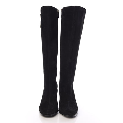 Gucci Suede Interlocking G Knee High Boots 7 Black 2 of 12