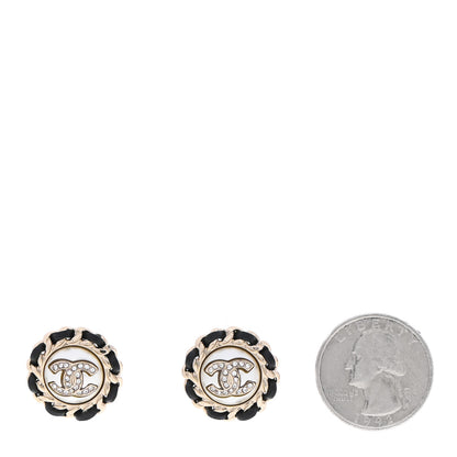 Chanel Pearl Crystal Lambskin CC Earrings Gold Black 2 of 5