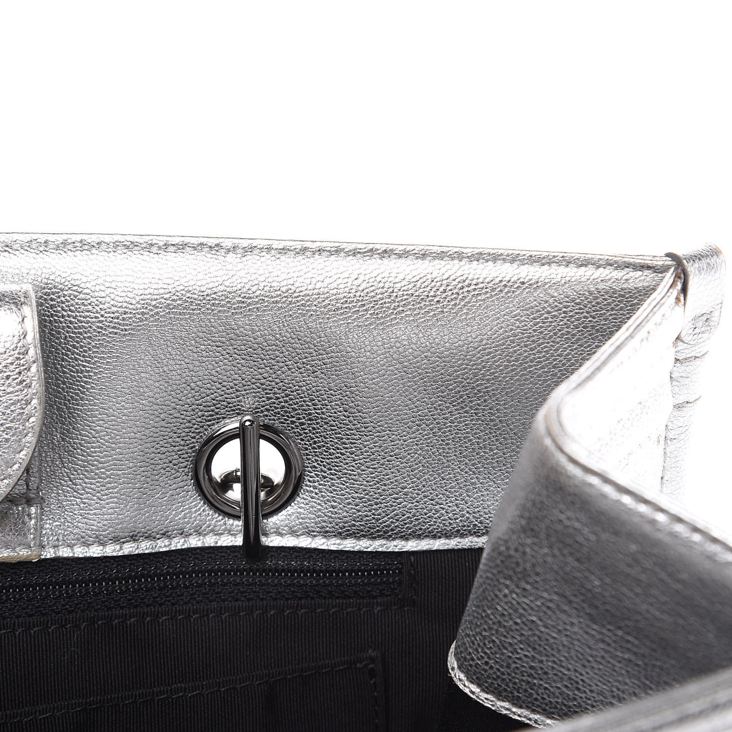 Metallic Goatskin Calfskin Bi-Color Large Boy Tote Black Silver
