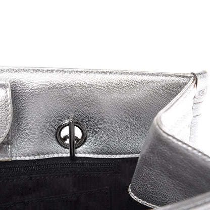Chanel Metallic Goatskin Calfskin Bi-Color Large Boy Tote Black Silver 17 of 18