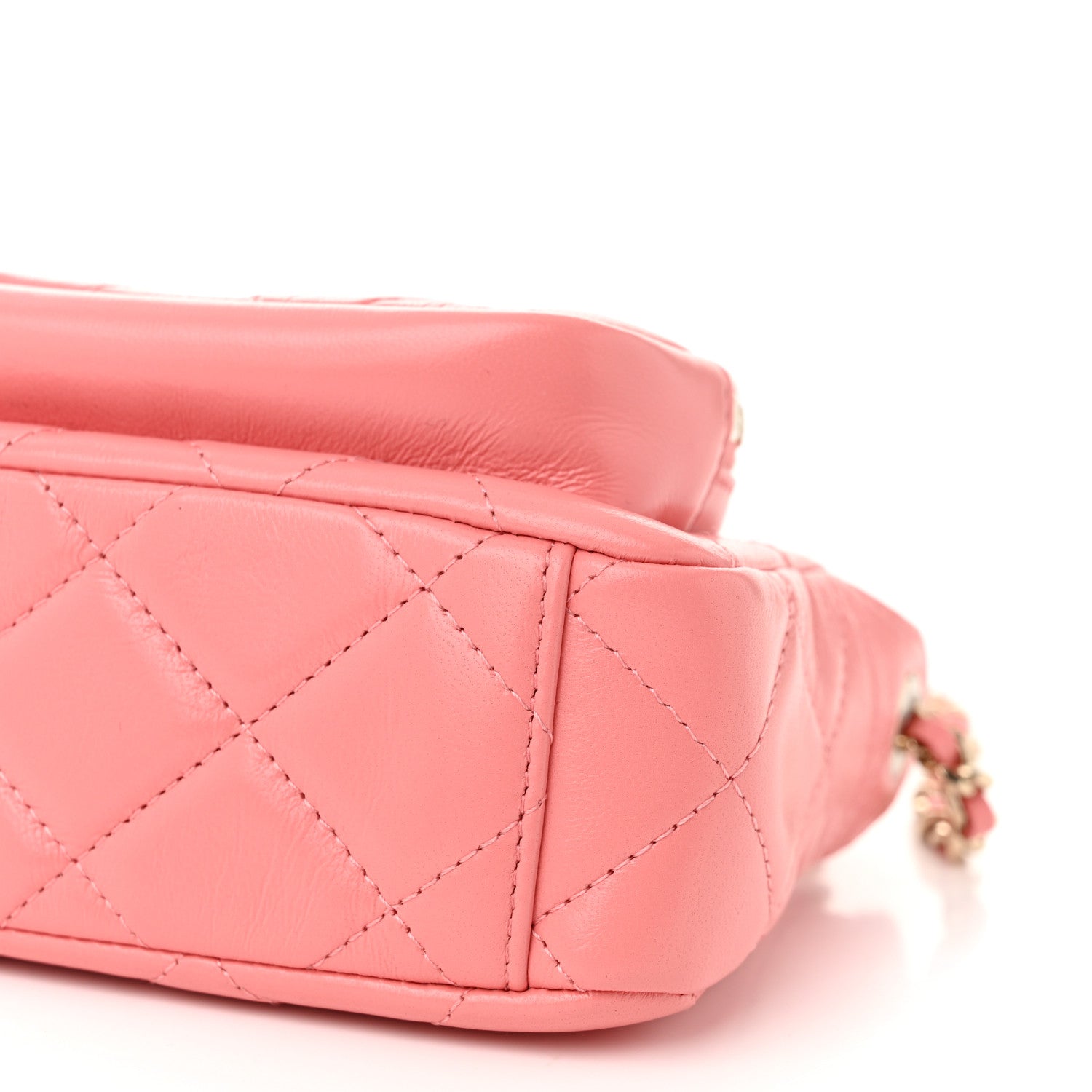 Chanel Shiny Crumpled Lambskin Quilted Mini Clutch With Chain  Pink 10 of 11