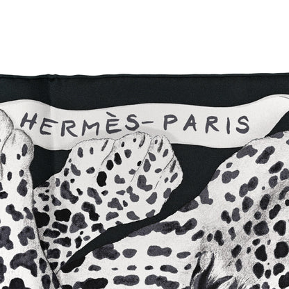 Hermes Silk Twill Lazy Leopardesses Scarf 90 Vert Black Gris 2 of 5