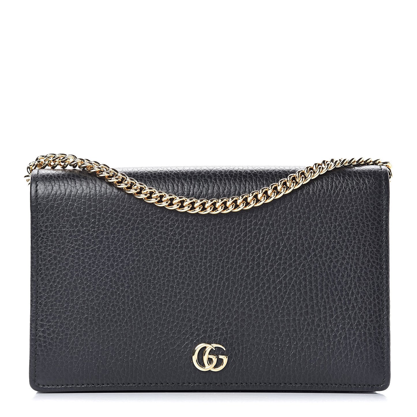 Calfskin Mini GG Marmont Chain Wallet Black