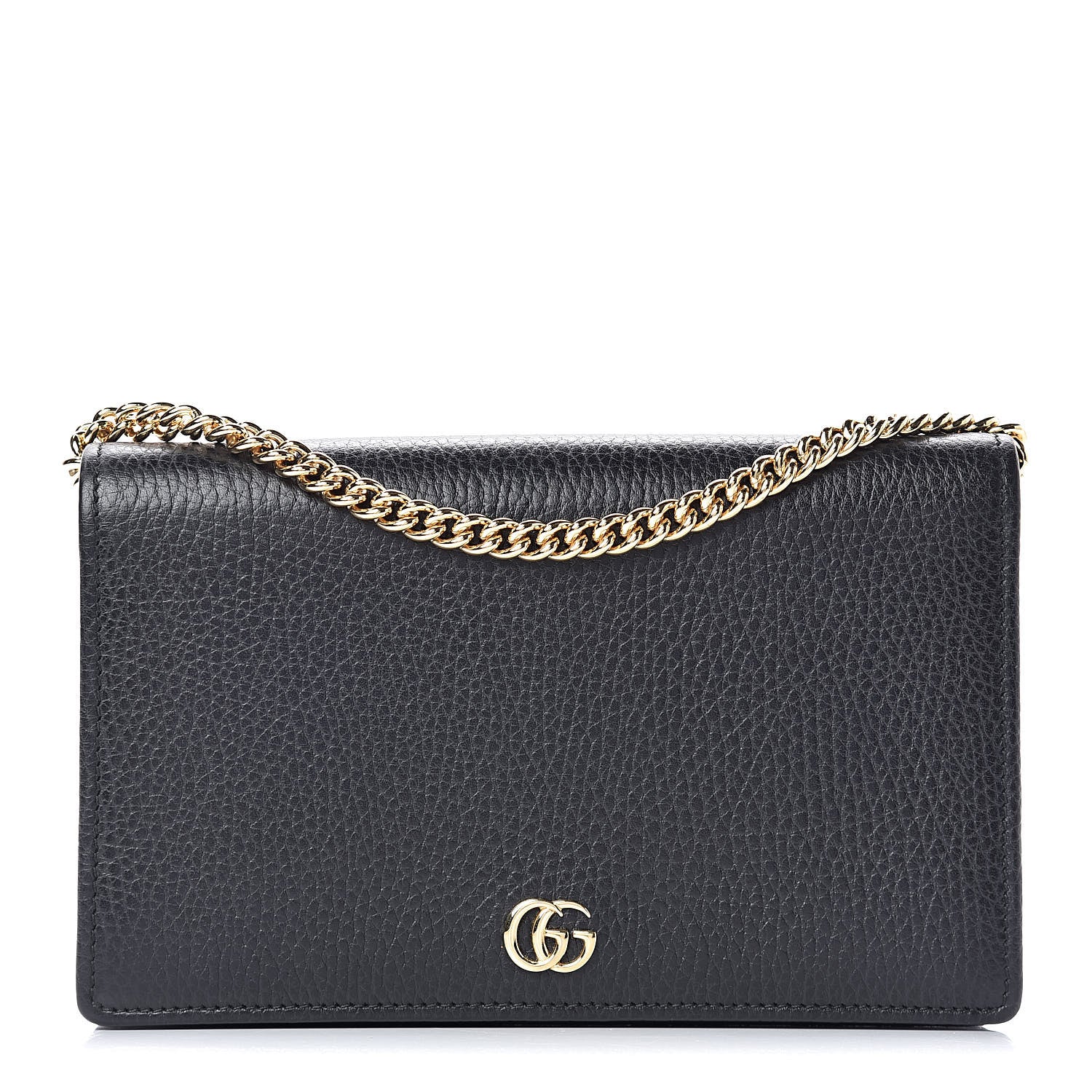 Gucci Calfskin Mini GG Marmont Chain Wallet Black 1 of 9