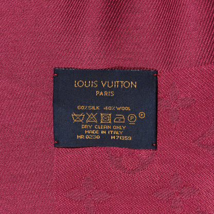 Louis Vuitton Silk Wool Monogram Shawl Wine Red 3 of 4