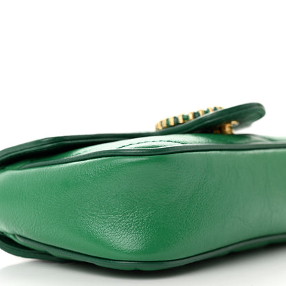 Gucci Azalea Calfskin Enamel Matelasse Diagonal Super Mini Torchon GG Marmont Shoulder Bag New Shamarock Emerald 8 of 11