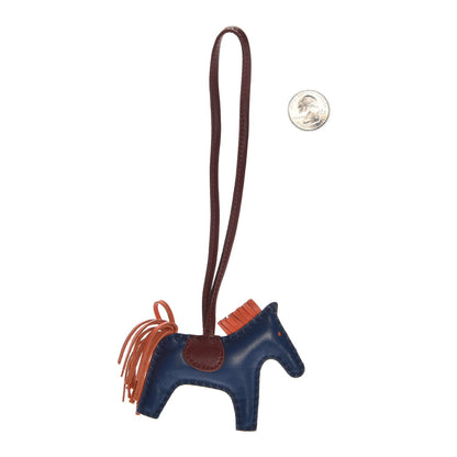 Hermes Milo Lambskin Grigri Rodeo Bag Charm PM Bleu De Malte Rouge H Orange Poppy 2 of 4