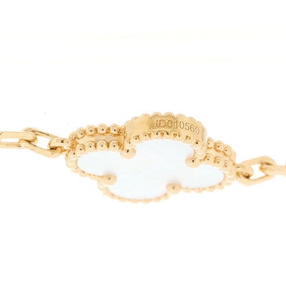 Van Cleef & Arpels 18K Yellow Gold Mother of Pearl 5 Motifs Vintage Alhambra Bracelet 3 of 5