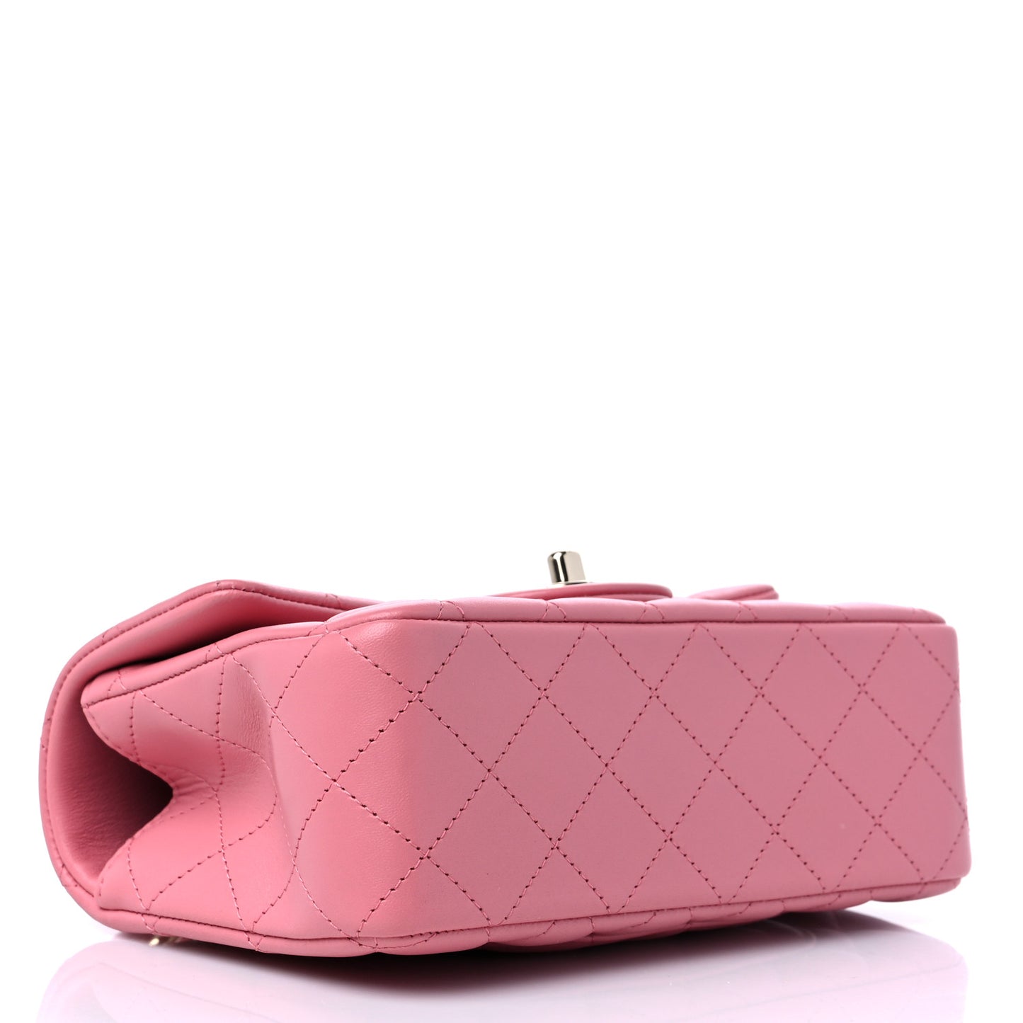 Lambskin Quilted Mini Top Handle Rectangular Flap Pink