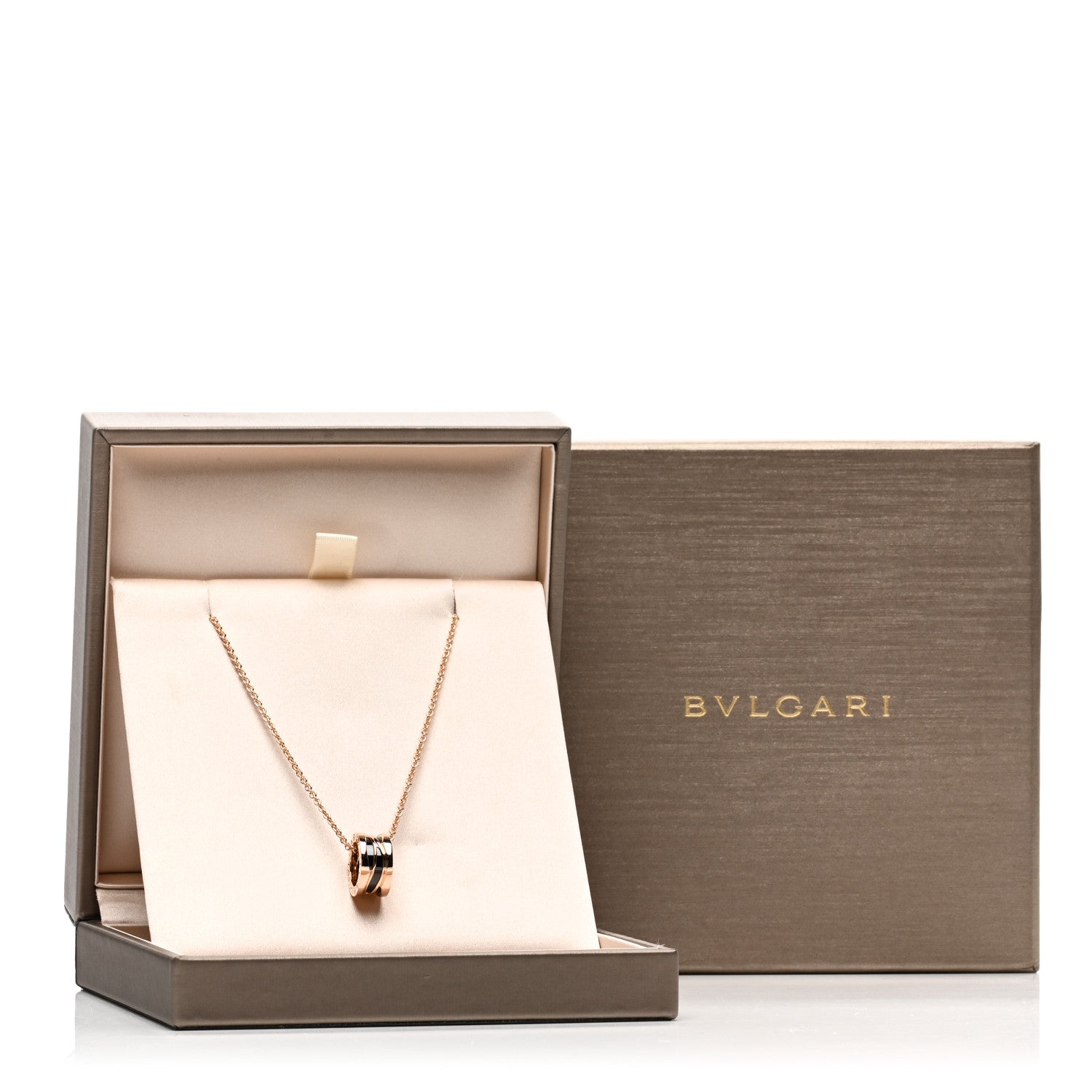 Bulgari 18K Rose Gold Ceramic B.Zero1 Legends Pendant Necklace Black 5 of 5