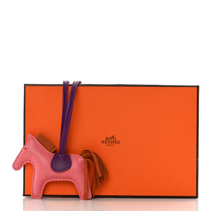 Hermes Milo Lambskin Grigri Rodeo Horse Bag Charm PM Rose Azalee Gold Anemone 6 of 6