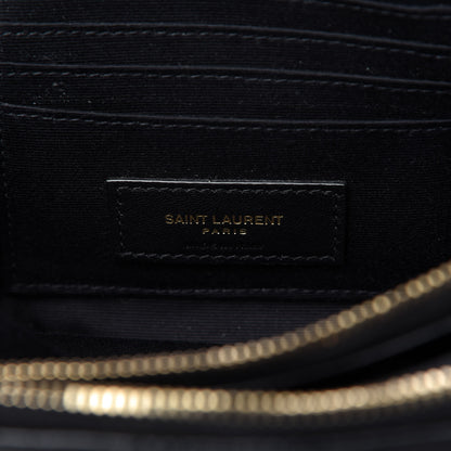Saint Laurent Grained Lambskin Quilted Mini Becky Double Zip Bag Black 9 of 11