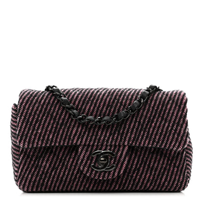 Chanel Wool Tweed Quilted Mini Rectangular Flap Pink Black 1 of 10