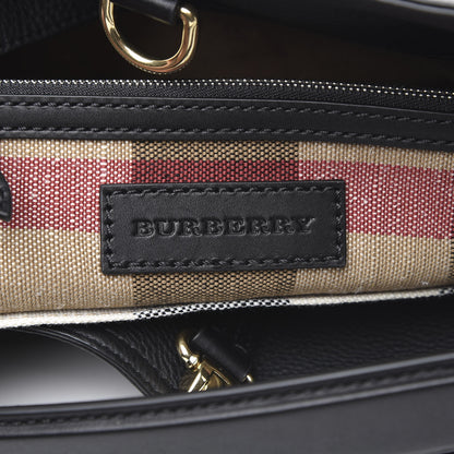 Burberry Grainy Calfskin Canvas Mega Check Medium Ashby Tassel Hobo Black 6 of 10