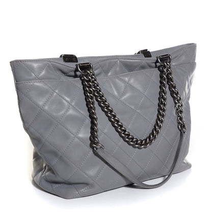 Chanel Calfskin Quilted Large Shopping In Chains Tote Light Grey 3 of 8