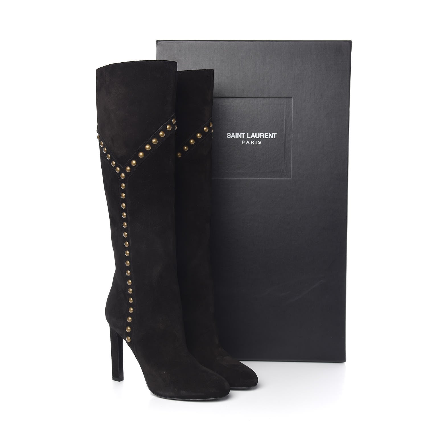 Saint Laurent Suede Otterproof Light Studded Grace 105 Boots 39 Black 8 of 8