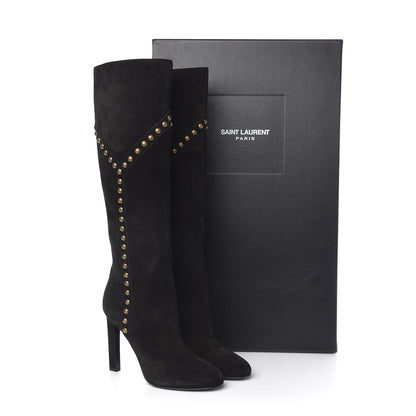 Saint Laurent Suede Otterproof Light Studded Grace 105 Boots 39 Black 8 of 8