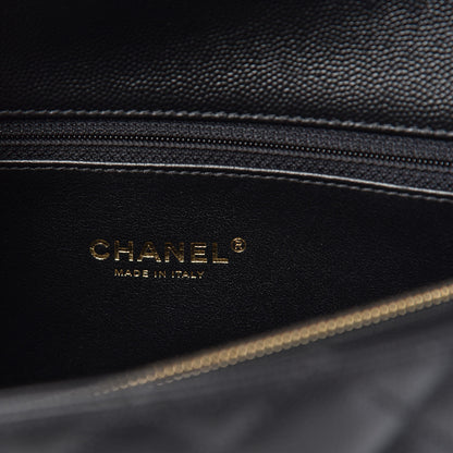 Chanel Caviar Elaphe Quilted Medium Coco Handle Flap Black Burgundy 6 of 10