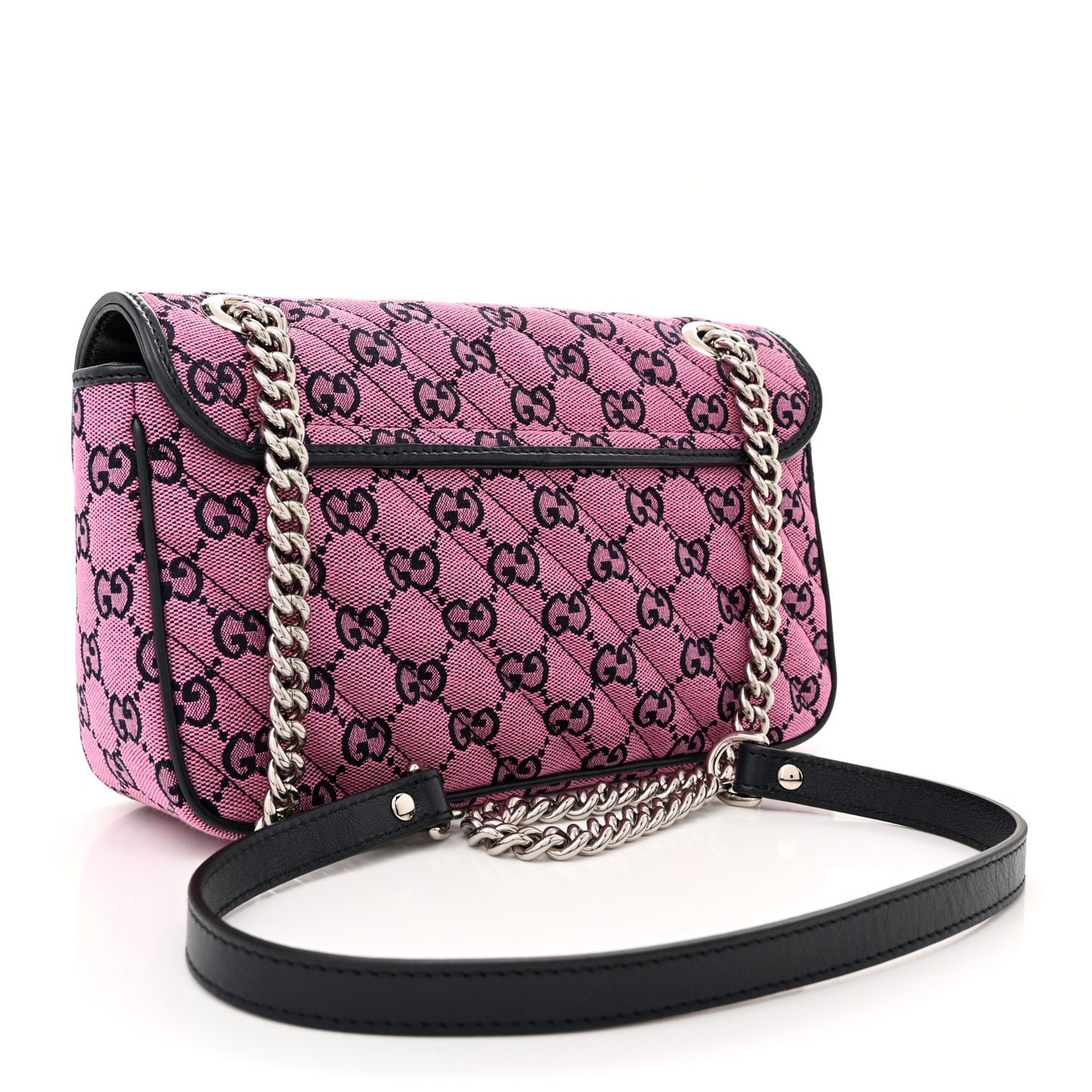 Monogram Multicolor Matelasse Diagonal Small GG Marmont Shoulder Bag Pink Blue