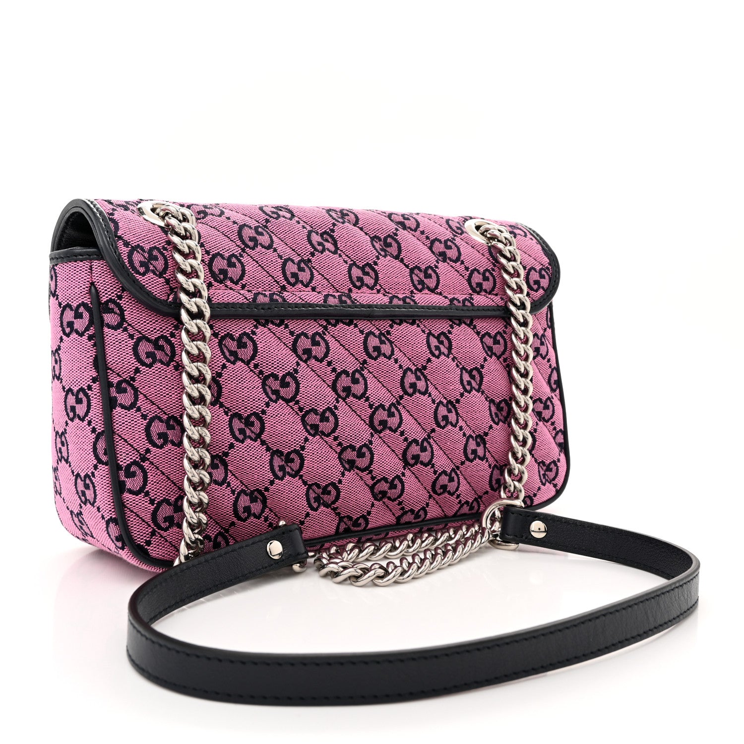 Gucci Monogram Multicolor Matelasse Diagonal Small GG Marmont Shoulder Bag Pink Blue 3 of 11