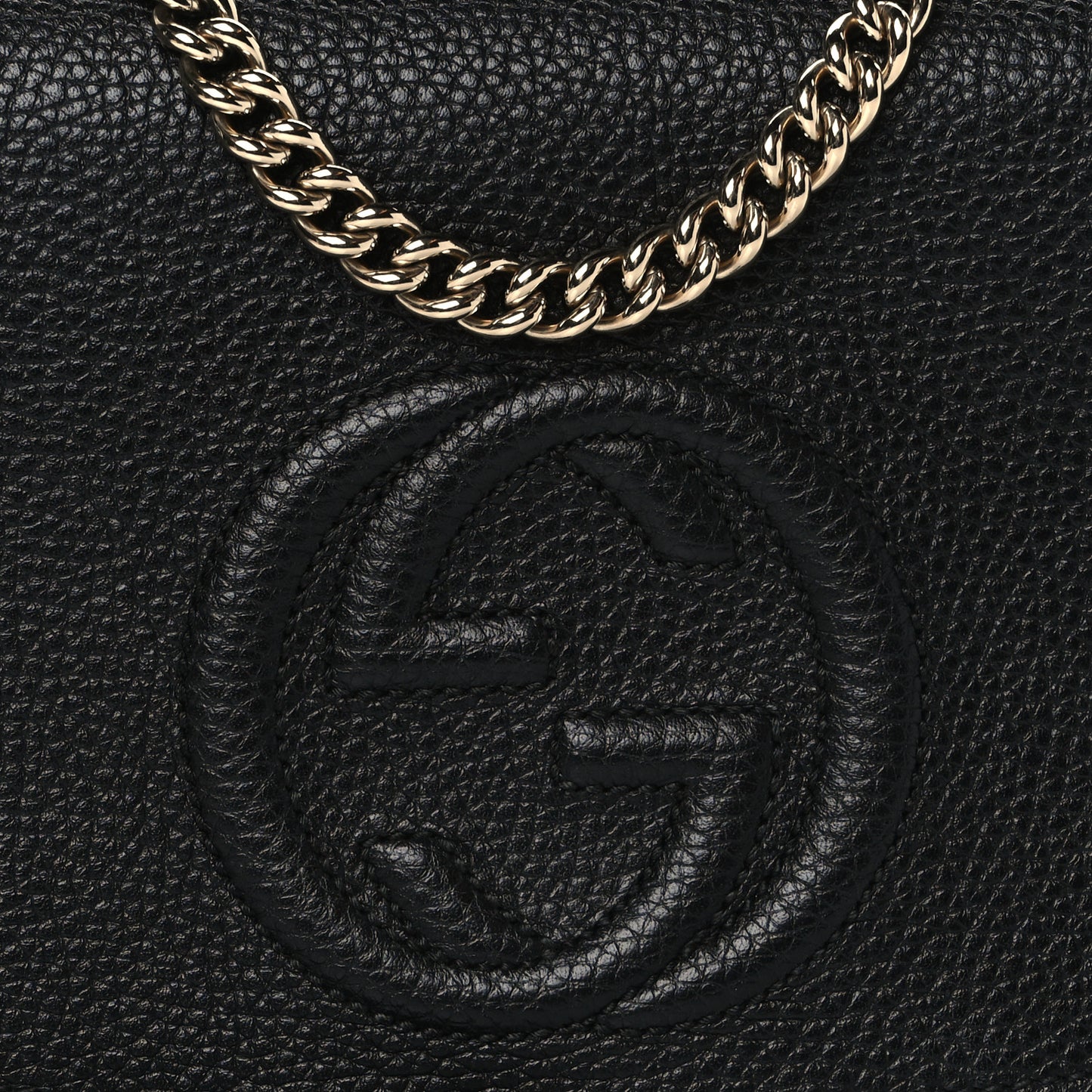 Pebbled Calfskin Medium Soho Flap Crossbody Black