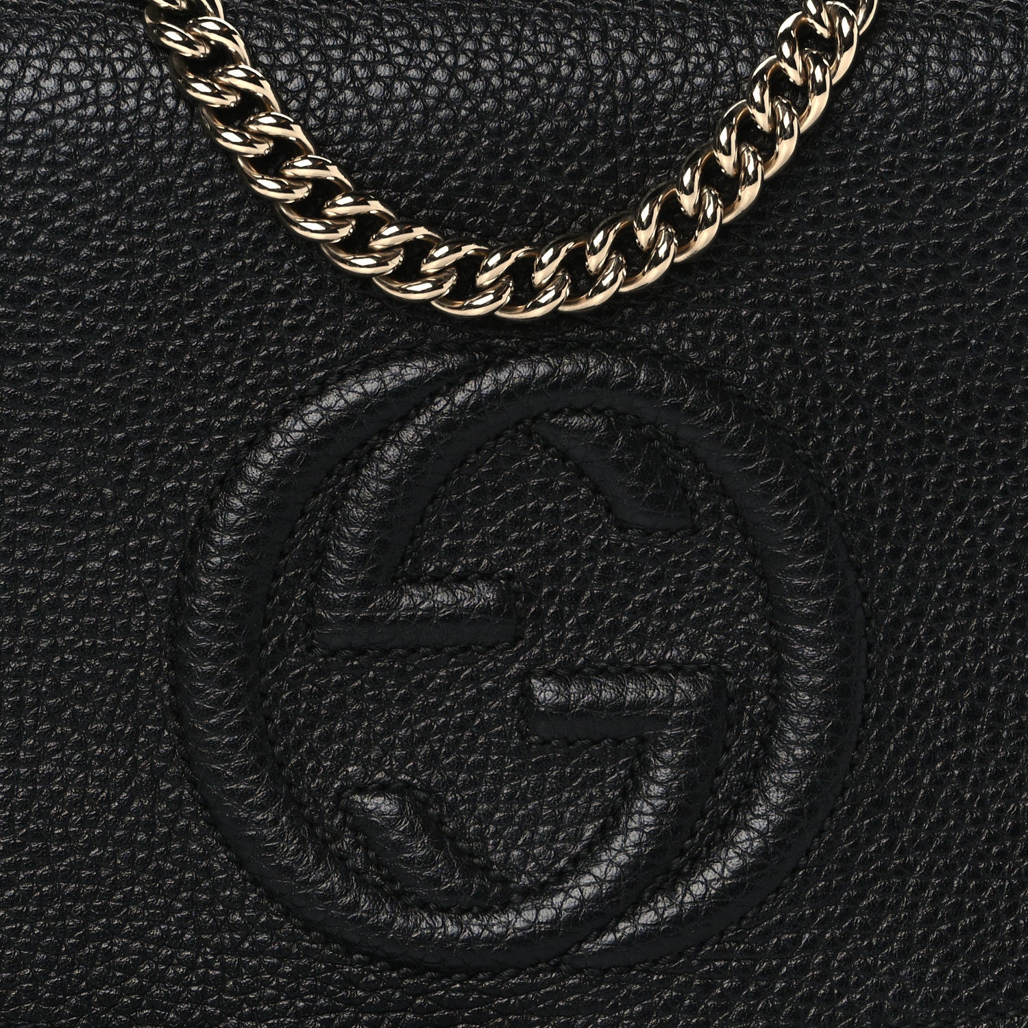 Gucci Pebbled Calfskin Medium Soho Flap Crossbody Black 9 of 11