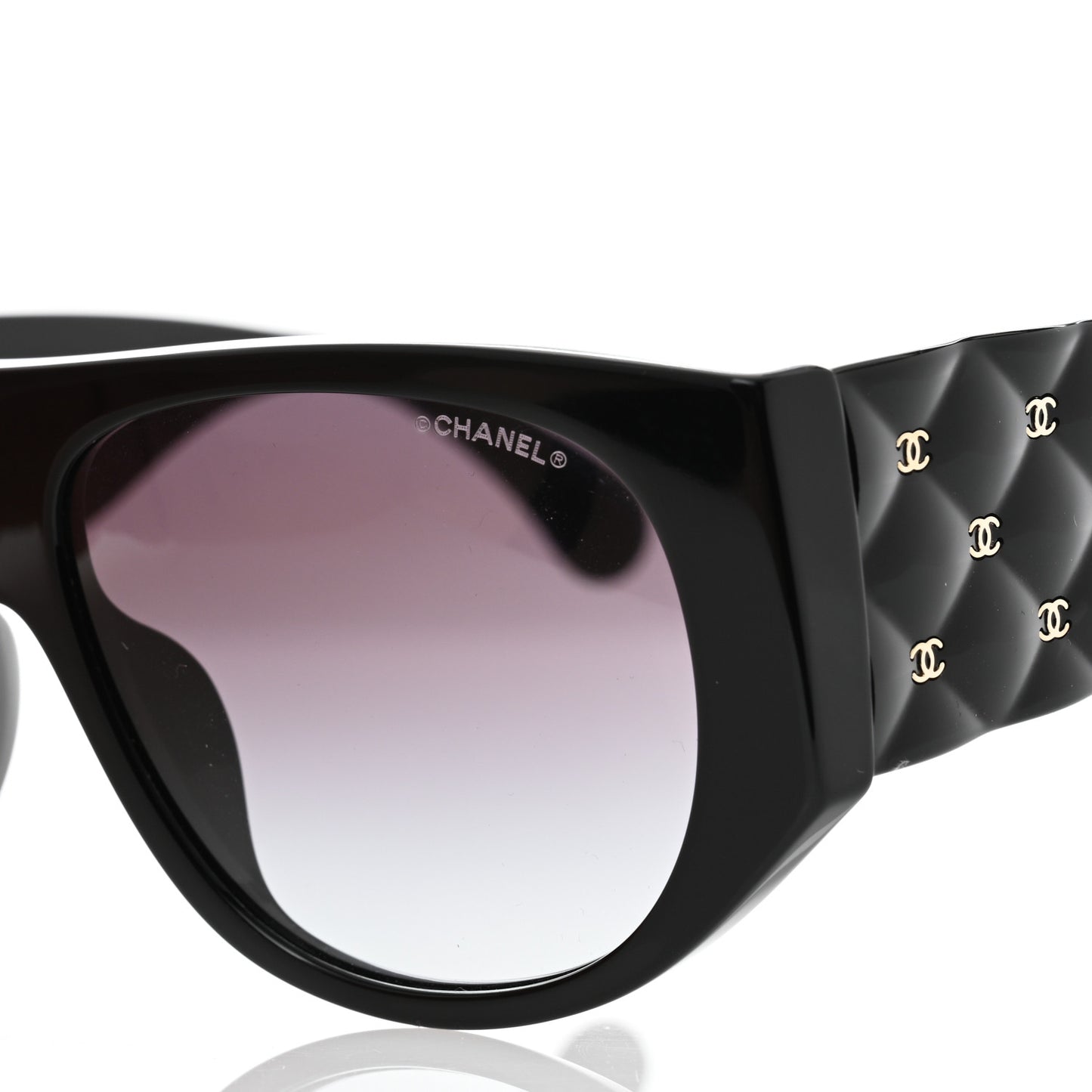 Acetate Quilted CC Pilot Sunglasses 71465 Black