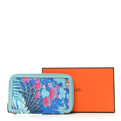 Hermes Epsom Printed Silk Flamingo Party Soie-Cool Wallet Mykonos Bleu Atoll 8 of 8