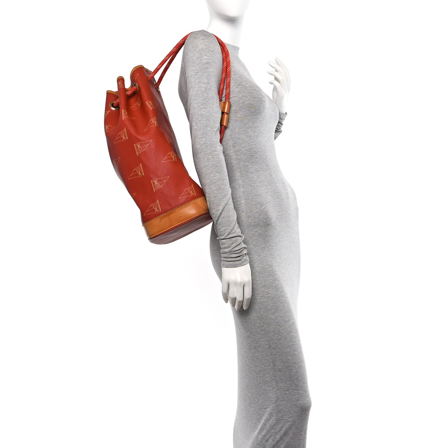 Louis Vuitton Canvas Americas Cup 1995 Saint Tropez Drawstring Bag Red 2 of 16