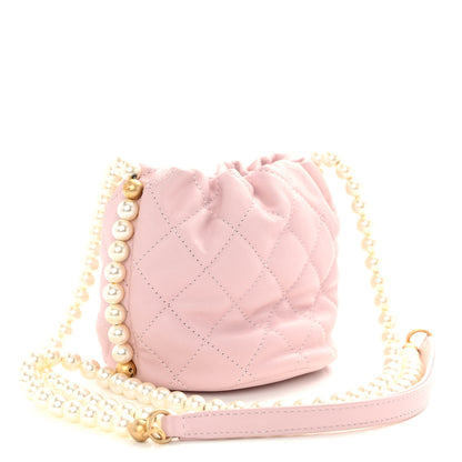 Chanel Calfskin Quilted Pearl Mini About Pearls Drawstring Bucket Light Pink 3 of 10