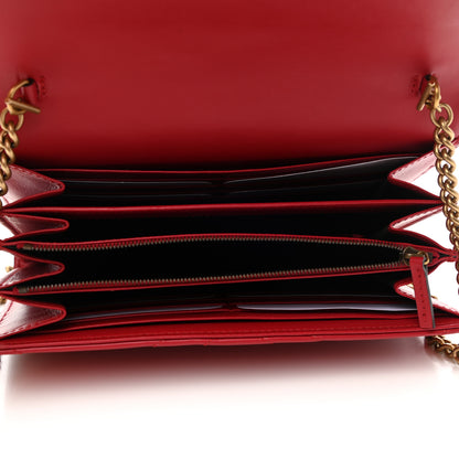 Gucci Calfskin Matelasse GG Marmont Chain Wallet Hibiscus Red 5 of 11