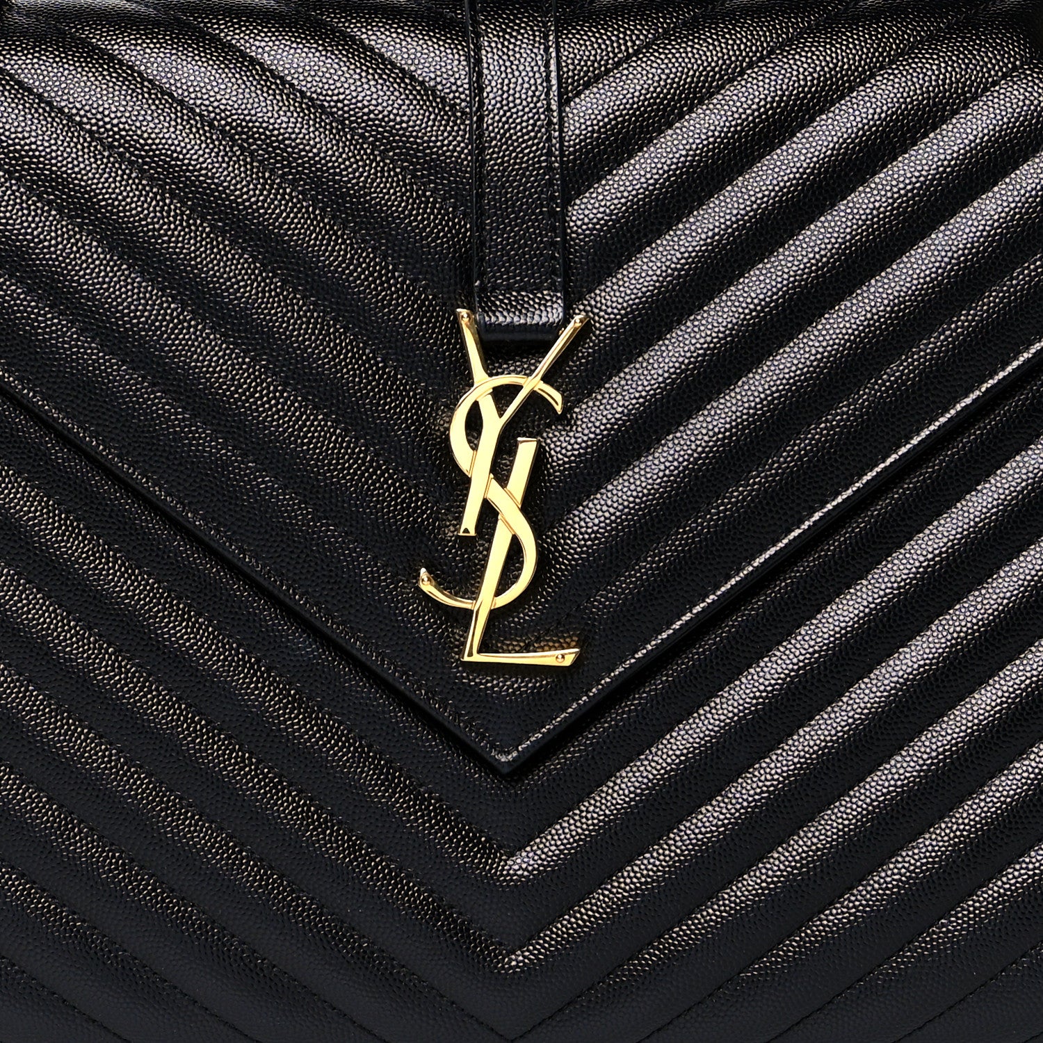 Saint Laurent Grain De Poudre Matelasse Chevron Large Monogram Satchel Black 7 of 9