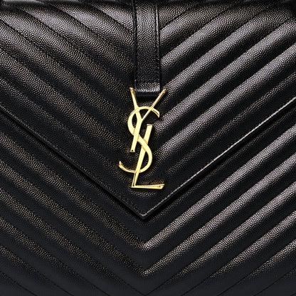 Saint Laurent Grain De Poudre Matelasse Chevron Large Monogram Satchel Black 7 of 9