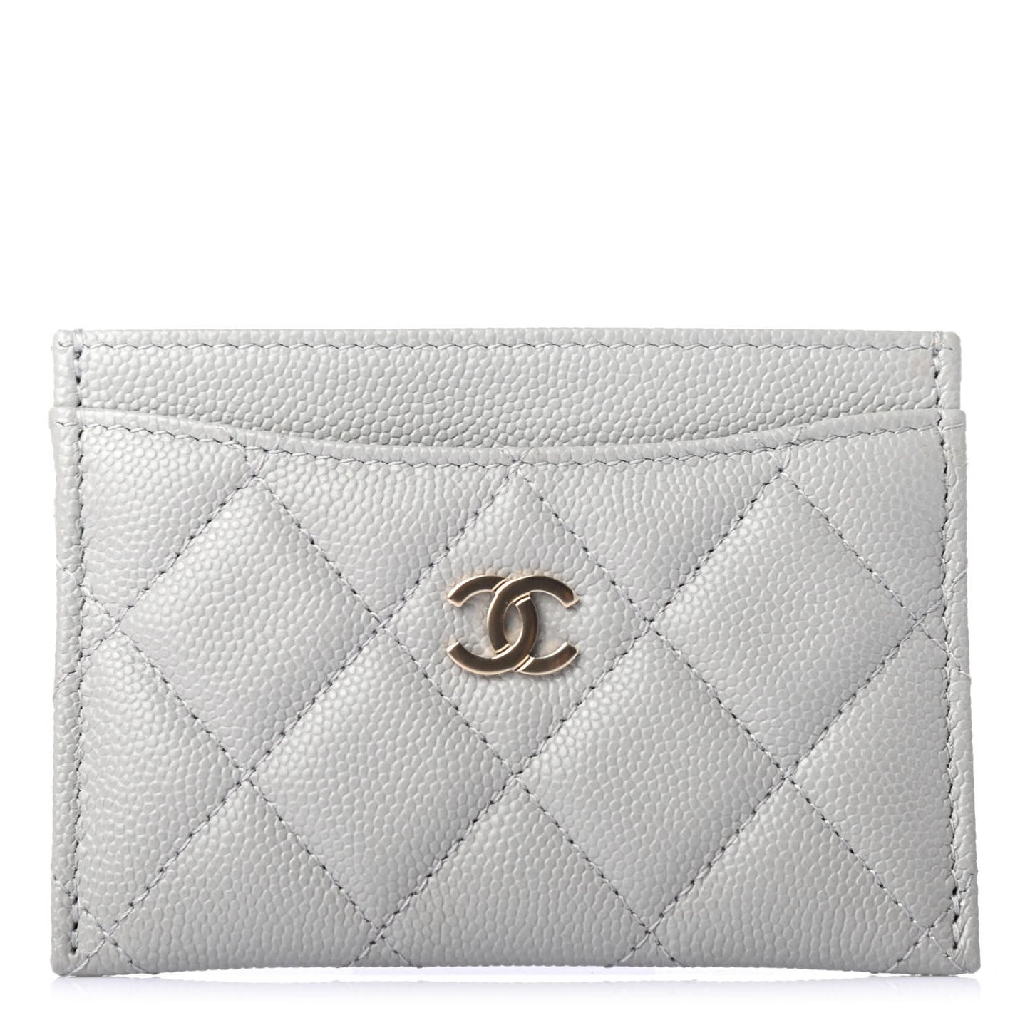 Caviar Quilted Card Holder Grey