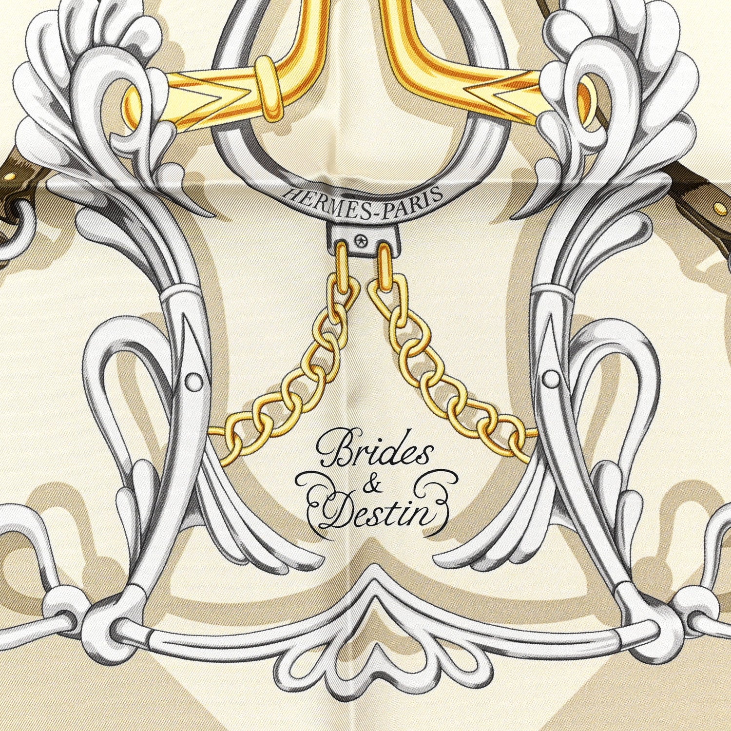 Hermes Silk Brides Et Destin Scarf 90 Vert Argile Kaki 2 of 5