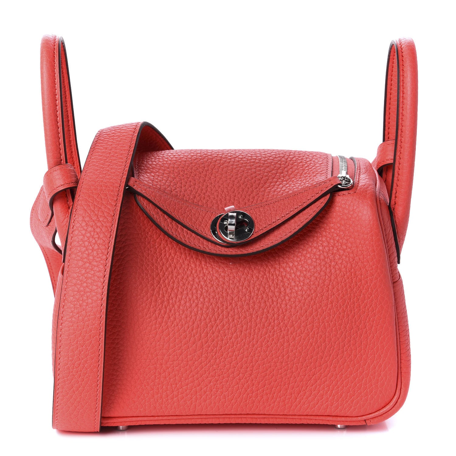 Hermes Taurillon Clemence Mini Lindy 20 Rose Texas 1 of 10