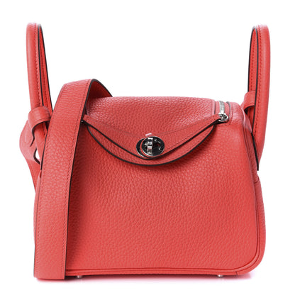 Hermes Taurillon Clemence Mini Lindy 20 Rose Texas 1 of 10