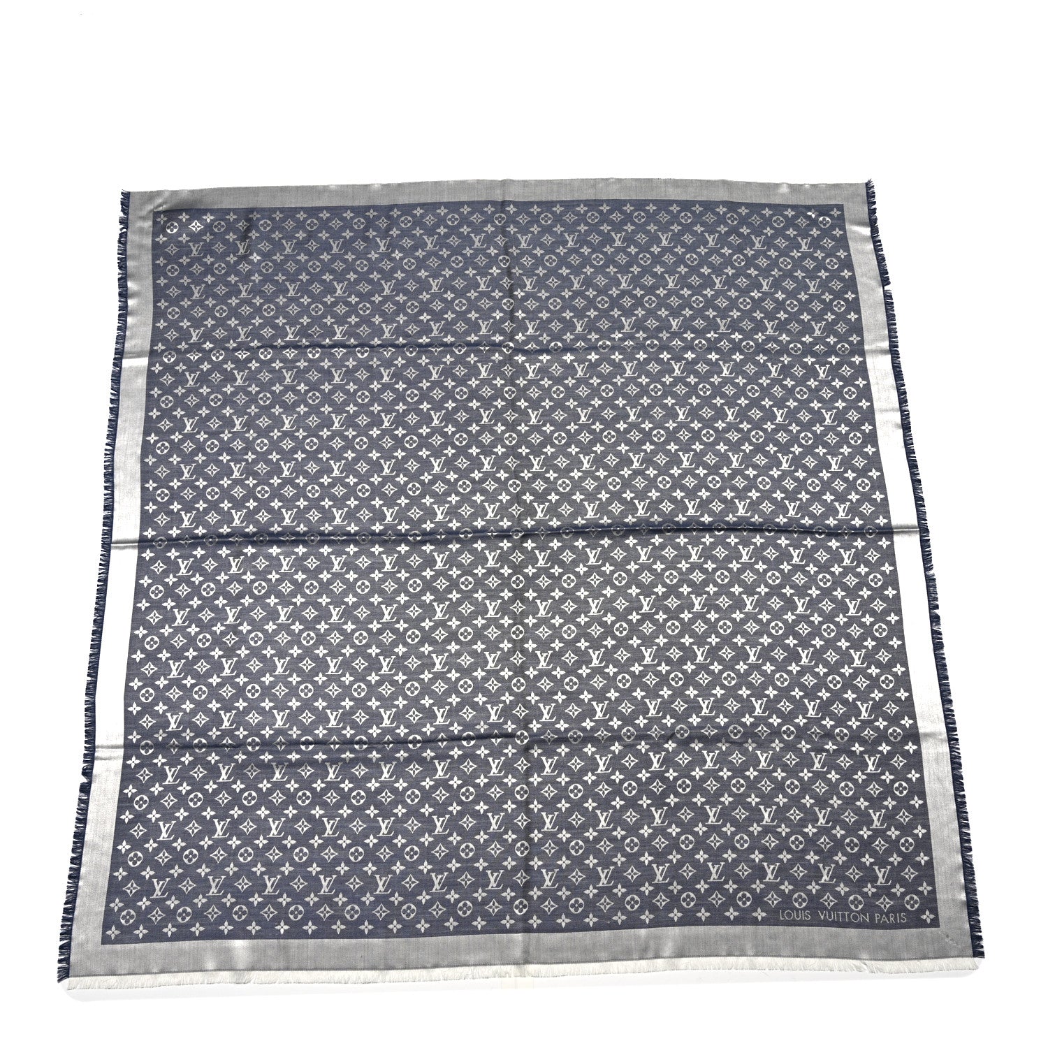 Louis Vuitton Silk Wool Monogram Denim Shawl Blue 1 of 3