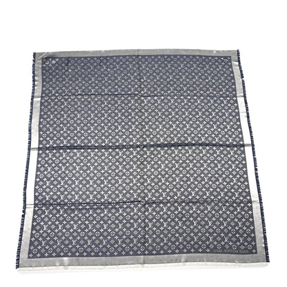 Louis Vuitton Silk Wool Monogram Denim Shawl Blue 1 of 3