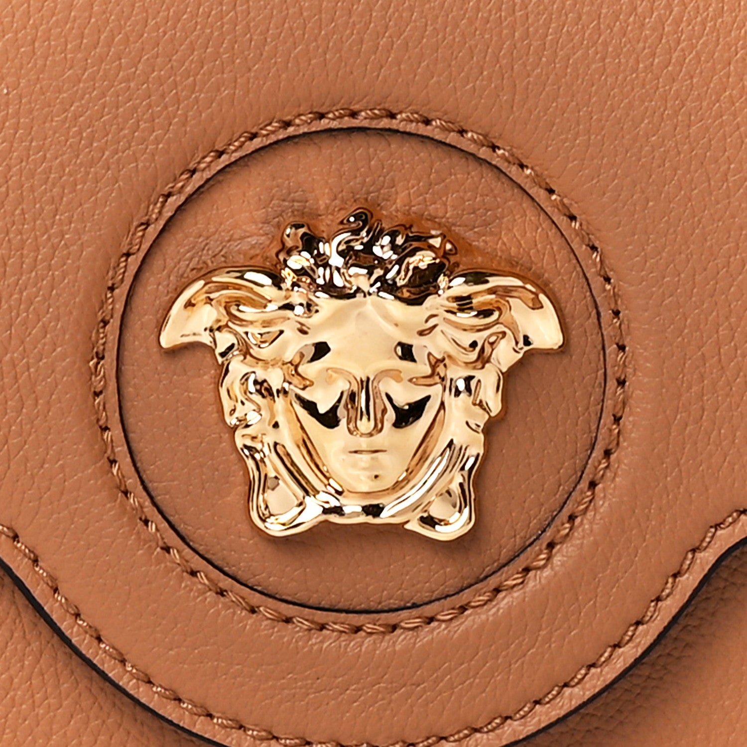 Versace Grained Calfskin La Medusa Flap Shoulder Bag Brown 9 of 12