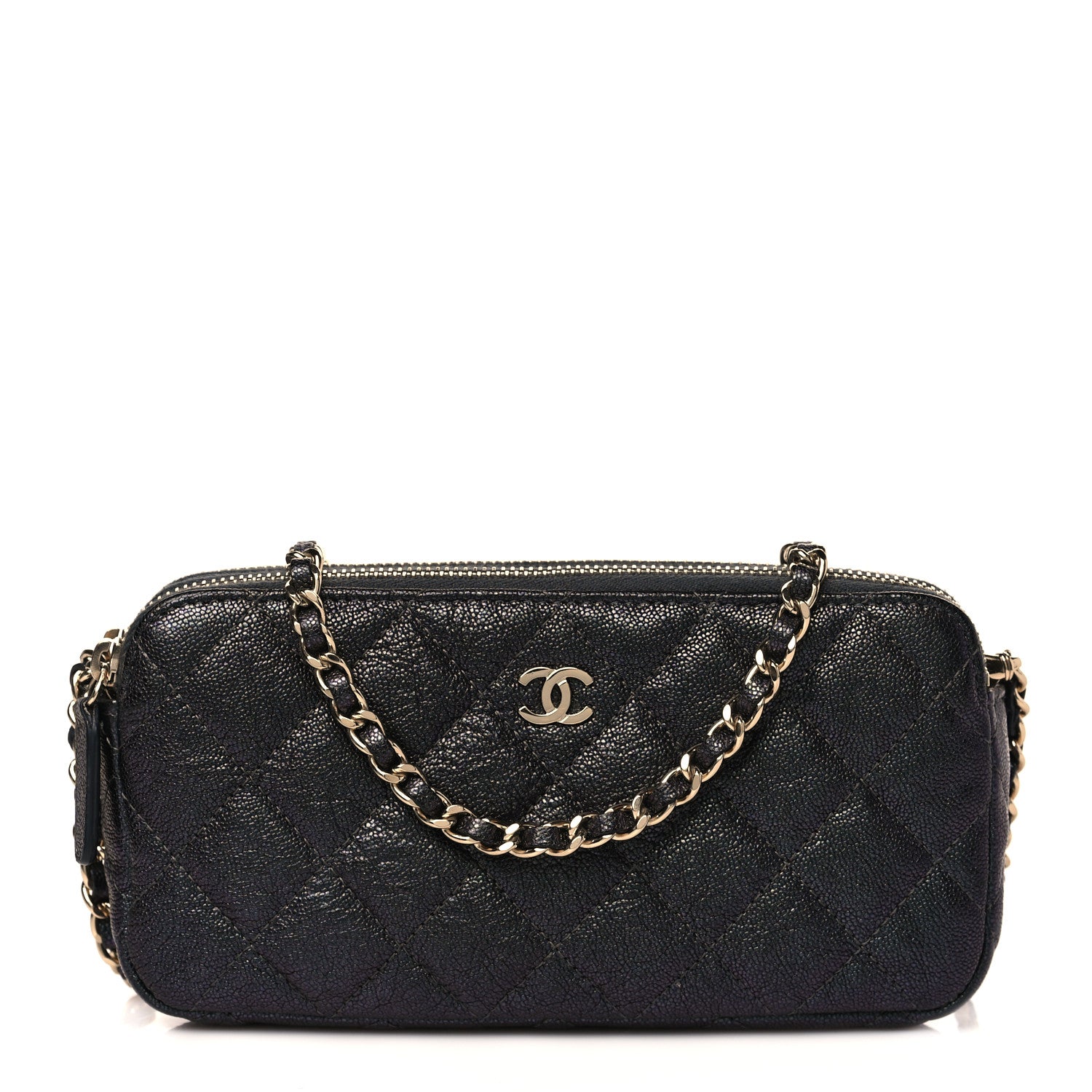 Chanel Iridescent Caviar Quilted Small Clutch With Chain Black 1 of 11