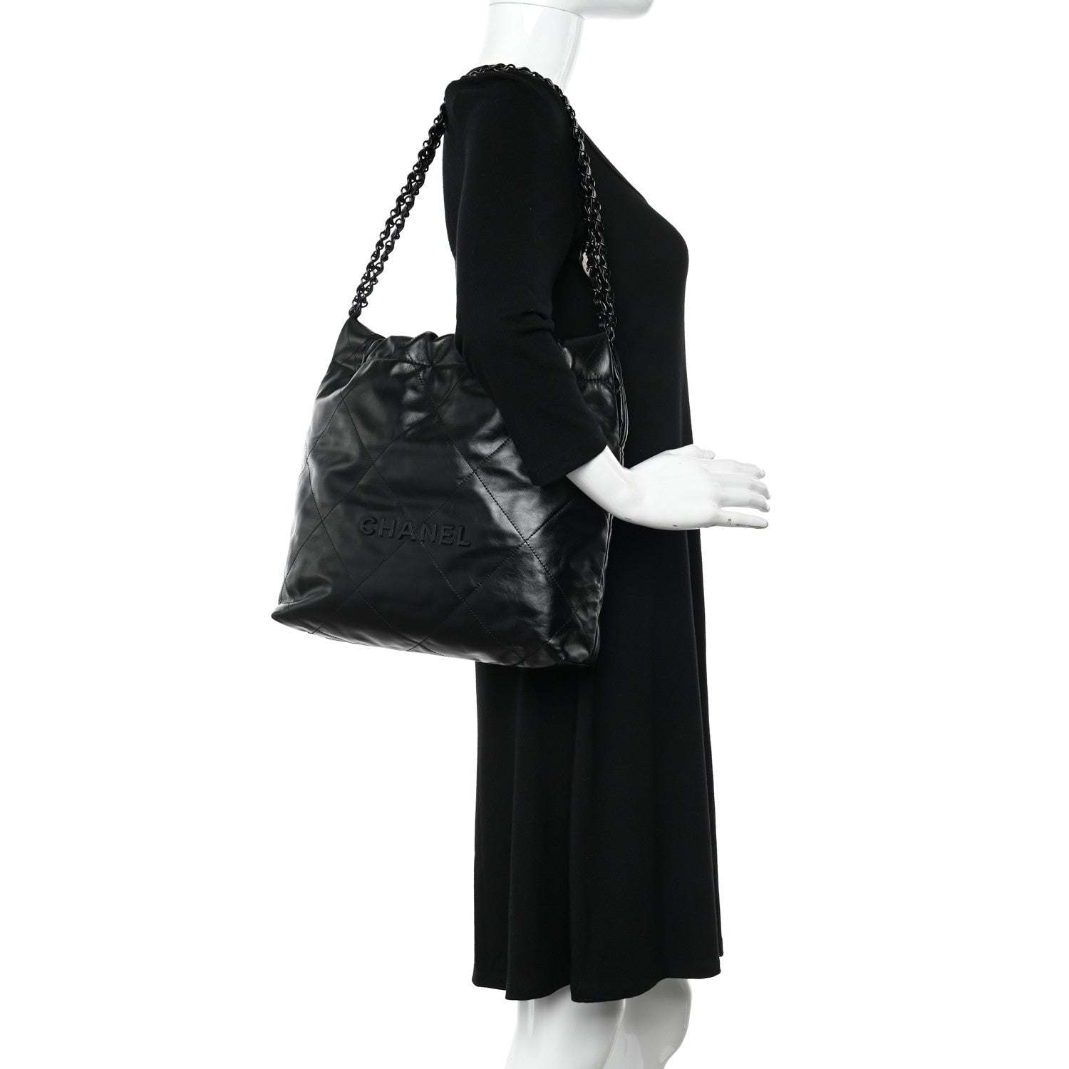Chanel Shiny Calfskin Quilted Small Chanel 22 So Black 2 of 11