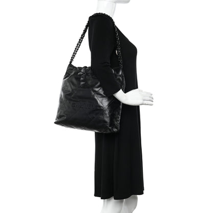 Chanel Shiny Calfskin Quilted Small Chanel 22 So Black 2 of 11