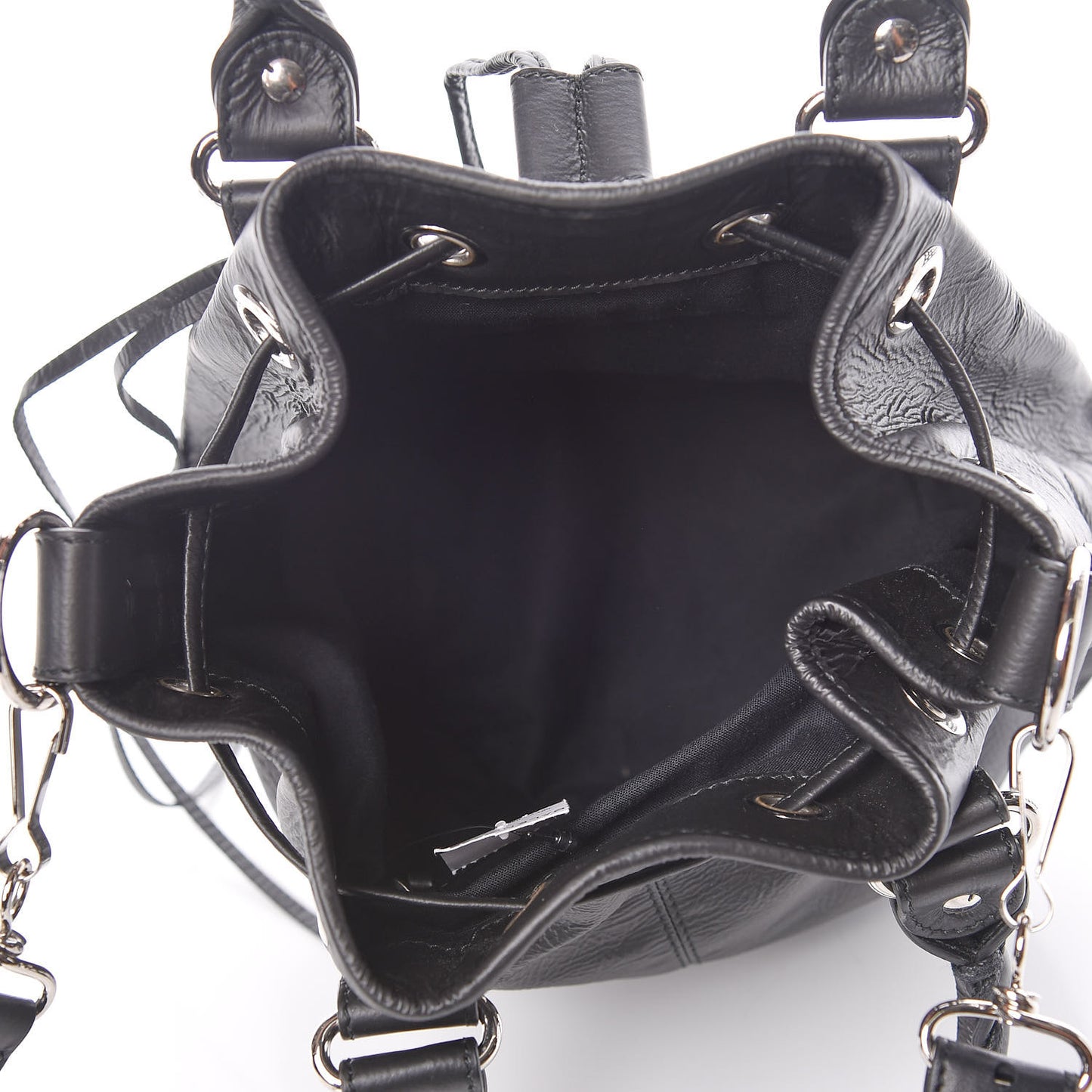 Matte Goatskin Rubber Covered Classic Hardware Mini Pompon Black