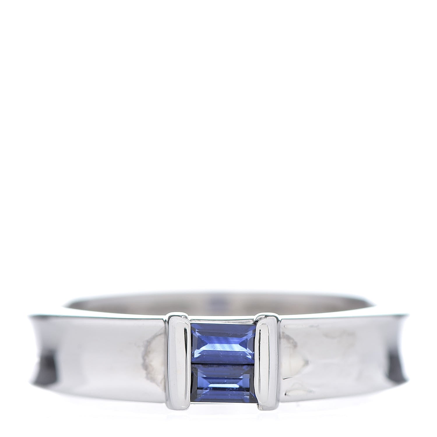 Tiffany 18K White Gold Blue Sapphire Stacking Ring 53 6.5 1 of 7